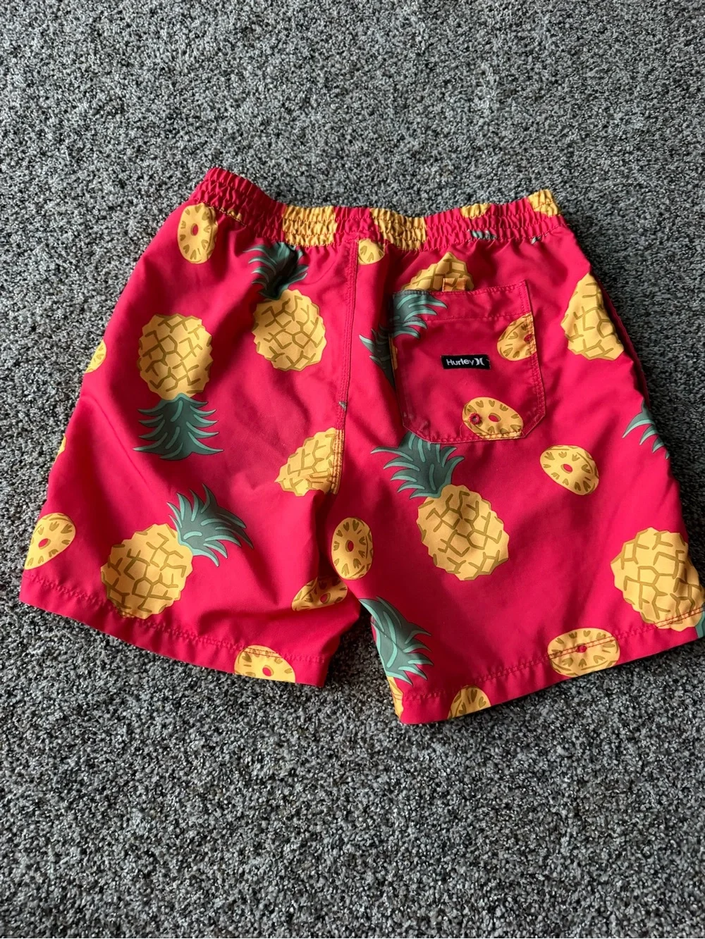 Hurley Mens Small Pineapple Volley Swim Trunks Red Tropical Board Shorts Surf